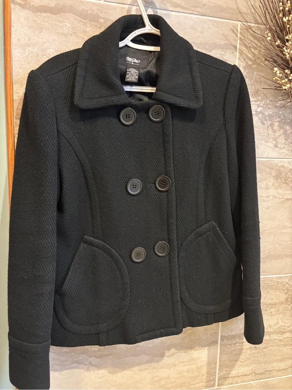 Mossimo Supply Co. Women's short Black Double-Breasted Pea Coat